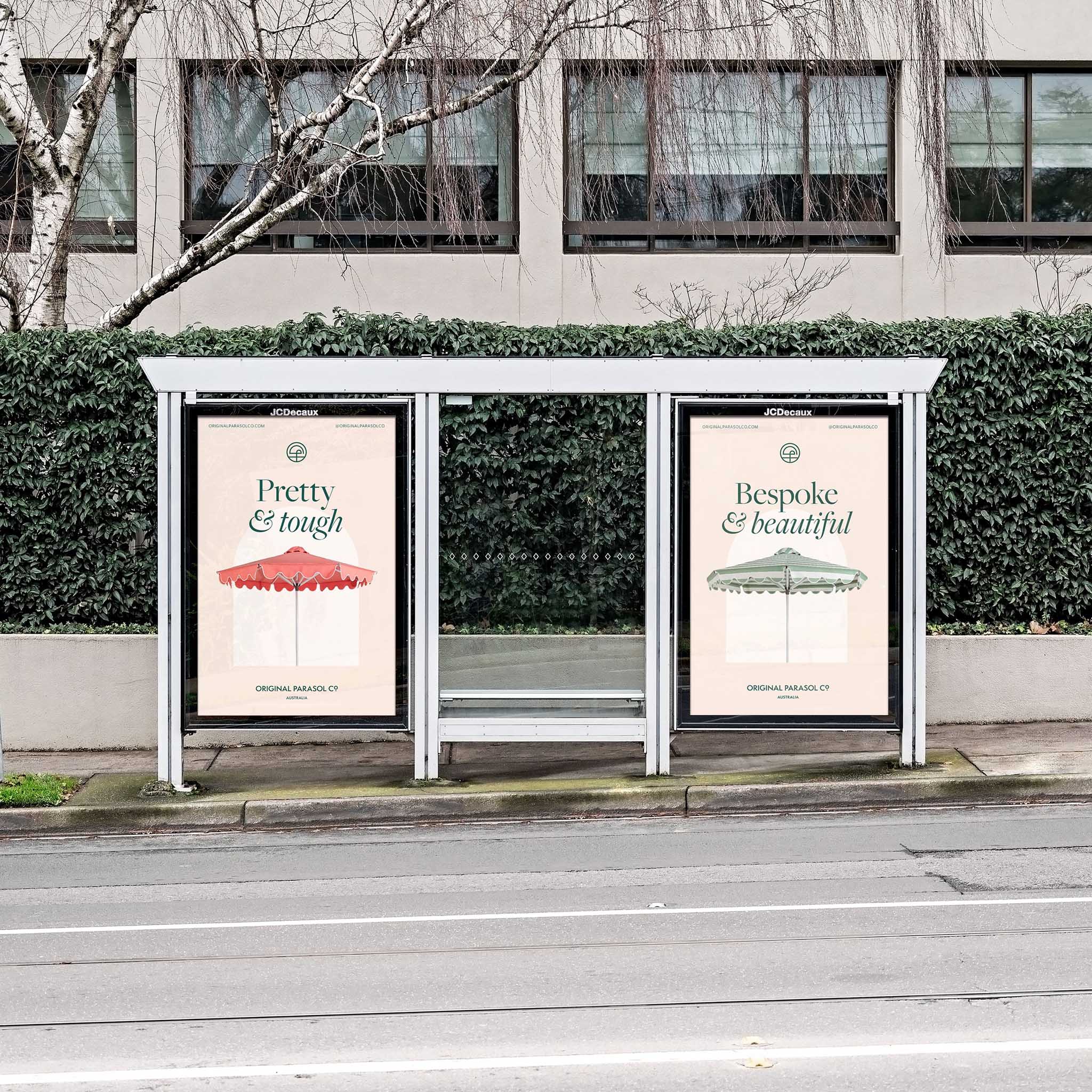 Original parasol & co. Australia outdoor bus stop advertisement.
