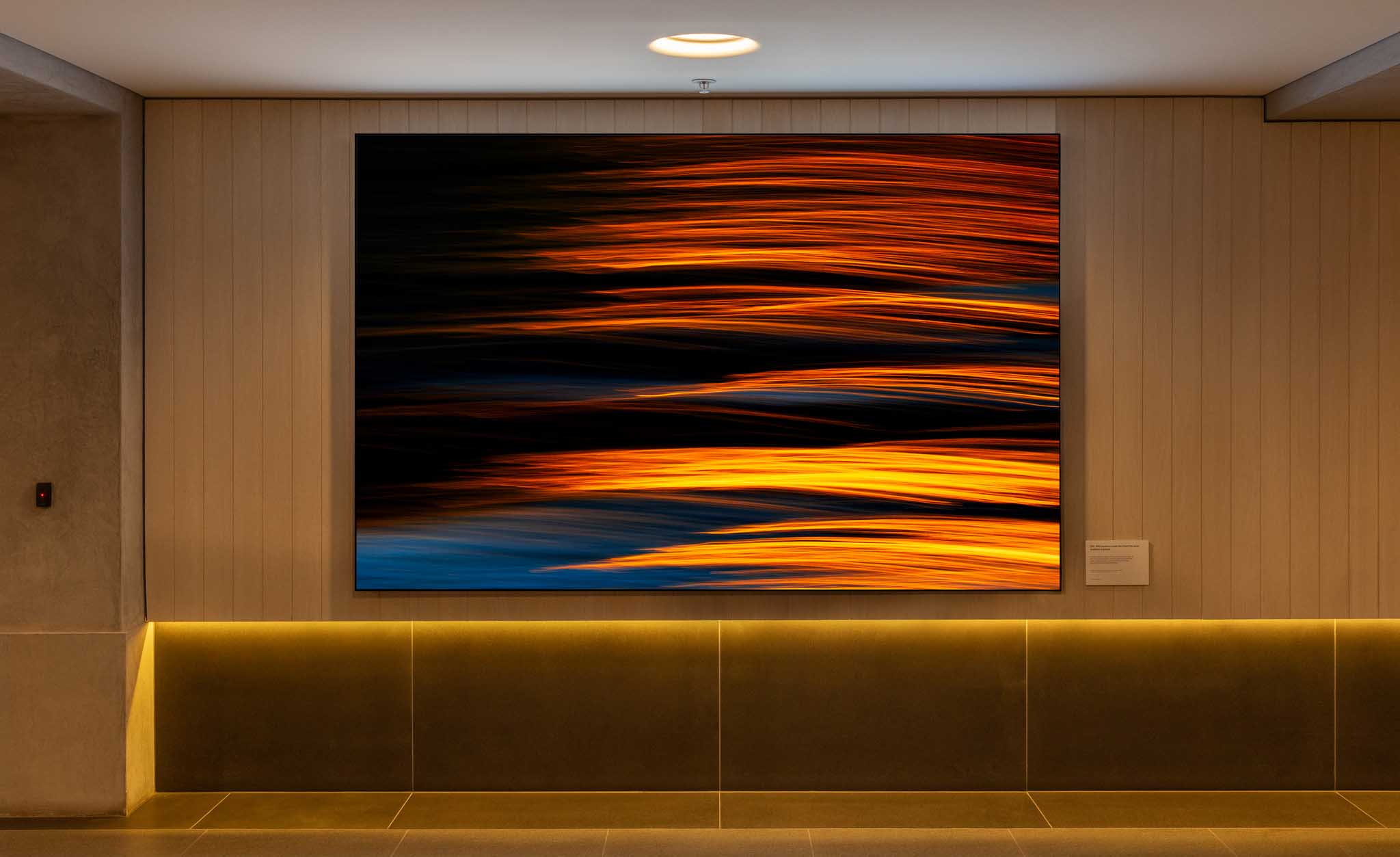 50 Albert Road, foyer, LED artwork by Saville Coble - Golden Light at St Kilda Beach from the Souther Exposure Series.
